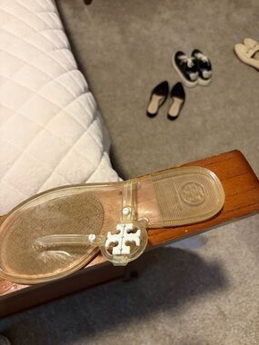 Tory Burch Clear Jelly Sandal with White Logo Accent